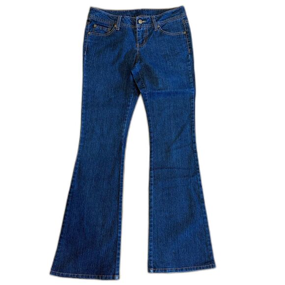 SO Y2K Low-Rise Dark Wash Flare Jeans - Size 7 Long - Picture 1 of 7